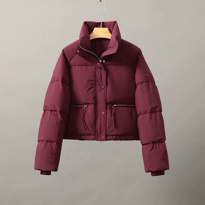 New cotton jacket women's short versatile Korean style stand up collar small size thickened bread jacket cotton coat trendy_ecoleips.com