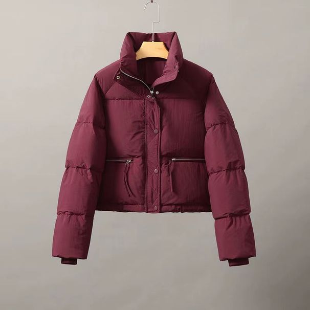 New cotton jacket women's short versatile Korean style stand up collar small size thickened bread jacket cotton coat trendy_ecoleips.com