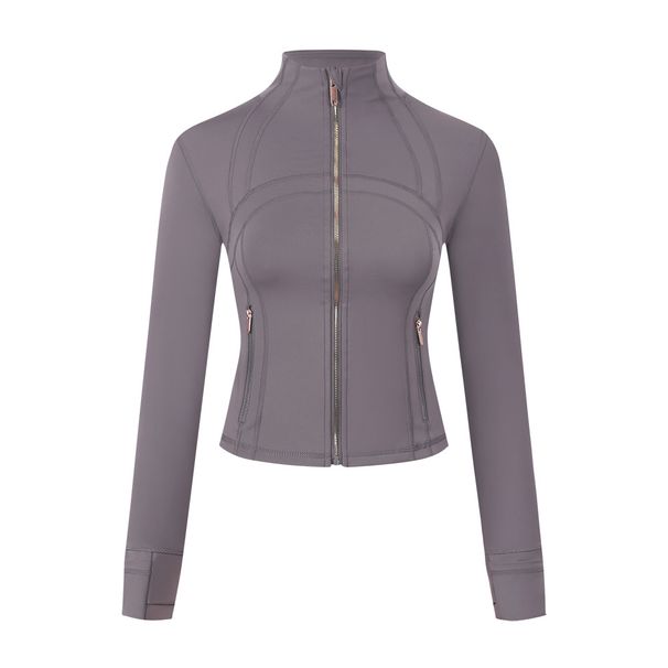 LU Gold Women's Short Stand Collar Jacket Breathable Slim Fit Yoga Fitness Wear_ecoleips.com