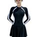 Conservative Long Sleeve One Piece Swimsuit Women's High End Sensation Swimming Costume Slimming Effect Fresh Style Swimwear_ecoleips.com