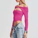 Voya Women's Clothing, American Street Fashion T-shirt, Spring And Summer One Neck Hollowed Out Backless Top_ecoleips.com