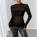 European American Cross-border 2026 Autumn And Winter New High-neck Slim-fit Long-sleeve Mesh Base Versatile_ecoleips.com