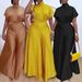 Women's Clothing Satin Silky Strap Flying Sleeve Wide Leg Two Piece Suit_ecoleips.com