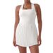Spring Summer Anti Exposure Short Sleeve Jumpsuit Tennis Skirt Pleated Running Golf Sports Skirt Fashion Yoga Women's Clothing_ecoleips.com