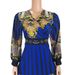 Women's Striped Clothing Printed Set Waist-Cinching Outerwear Muslim Robe Evening Dress_ecoleips.com