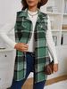 Women's Checkered Vest Coat - Oversized Plaid Open Front Blazer For Fall & Winter (Black/White, Red, Pink, Green)_ecoleips.com