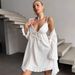 White Cotton Camisole Nightdress Long Sleeve Tie Nightgown Pajamas Two-Piece Set European And American Autumn New_ecoleips.com