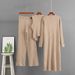 Women's Casual Three Piece Set Loose Fitting mid Length Knitted Cardigan Cardigan Vest Straight Leg Pants_ecoleips.com