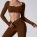 High Elastic Breathable Yoga Long Sleeved T-Shirt Top With Detachable Chest And Thumb Buckle Sports Sweatshirt_ecoleips.com