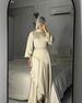 Women's Clothing Muslim Satin Solid Color Ruffled Large Swing Tie Dress_ecoleips.com