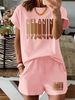 Women’s 2 Piece Outfit Set – Oversized Graphic T-Shirt And Biker Shorts Matching Set, Casual Summer Lounge Tracksuit For Daily Wear-372_ecoleips.com