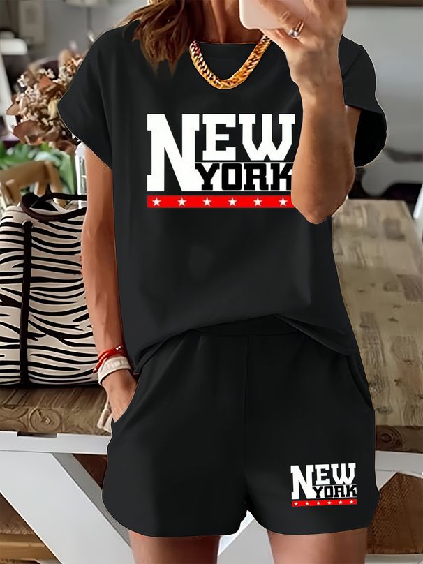 Women’s 2 Piece Outfit Set – Oversized Graphic T-Shirt And Biker Shorts Matching Set, Casual Summer Lounge Tracksuit For Daily Wear-370_ecoleips.com