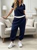 Women's Casual Suit Collared Patchwork T-Shirt And Elastic Waist Slim Fit Trousers Spring/Summer New Arrival from AliExpress_ecoleips.com