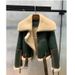 Women's Clothing Winter New Green Splicing Large Lapel Motorcycle Clothes Women's Thickened Short Fur Sheep Shearling Jacket_ecoleips.com