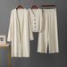 Women’s Clothing Autumn and winter sweater cardigan jacket versatile bottoming shirt new women's wide leg pants fashionable three piece suit_ecoleips.com