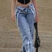Women's Clothing Retro Fashion Trend Street Non Elastic Straight Tube Splicing Woolen Solid Color Denim Trousers_ecoleips.com