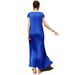 Ba7030 Sapphire Blue Wael Satin Hand-Sewn Glass Diamond Short-Sleeved Long Dress, A Retro Dress With A Noble Lady Style_ecoleips.com