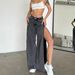 Old High-waisted Side Zipper Jeans Spring Women's Straight Tube Loose And Thin_ecoleips.com