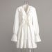 Cross-border V-neck For Women, 2024 Autumn New Style, Bell-sleeve Dress, European And American Style Short Chiffon Dress_ecoleips.com