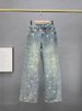Women’s Clothing spring and summer new luxury gradient rhinestones starry straight jeans narrow leg pants_ecoleips.com