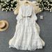 Muslim High-end Elegant Dress For Women New Style Palace Style Retro Heavy Hollow Lace Splicing French Dress_ecoleips.com