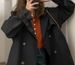 Women's Short Trench Coat – Korean-Inspired Belted Jacket With Stacked Collar (Khaki/Black, S/M/L/XL)_ecoleips.com
