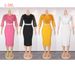 Plus Size Office Pencil Dress – Stretch Polyester Blend With Flattering Silhouette (Sizes L-3XL, White/Black/Yellow/Pink)_ecoleips.com