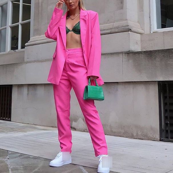 Women's Fashionable Long-Sleeved Suit Straight Leg Trousers Set Elegant Autumn Wardrobe Essential_ecoleips.com