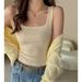 Women's Ribbed Cotton Square Neck Slim Fit Tank Top Versatile Basic Style for Spring/Summer Regular Fit Inner Or Outer Layer_ecoleips.com