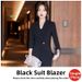 Women's Blue Suit Set Professional Office Blazer And Pants Slim Fit Elegant Business Formal Wear_ecoleips.com