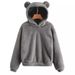 Women's Clothing autumn and winter new fluffy rabbit ears hooded warm sweater sweater_ecoleips.com