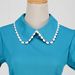 Women's Retro Court Style Dress With Peter Pan Collar And Lace Light Green Fitted Waist Short Sleeve Full Skirt Performance Costume Elegant_ecoleips.com