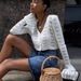 Women's Clothing Hot Girl Hollow Knitted Cardigan Women's Clothing New Solid Color Long Sleeve V Neck Solid Color Short Knitted Top_ecoleips.com