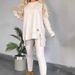 Women's Split Hem Long Sleeve Round Neck Casual Solid Color Top Set - Comfortable Daily Wear For Autumn & Winter_ecoleips.com