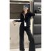 Women's Clothing Black Hooded Sweater Suit Thickened Late Autumn And Early Winter Wear A Complete Set Of Casual Sportswear Two Piece Suit_ecoleips.com