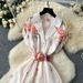 Women's Clothing Palace Style Retro Collar Dress Socialite Waist Single-breasted Printed Dress_ecoleips.com