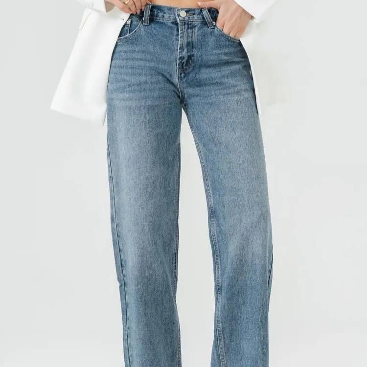 Women's High-Waisted Wide-Leg Jeans – Stretchy Cotton Denim, Long Length, Retro Blue, Office & Casual Wear (Relaxed Fit, Comfortable & Stylish)_ecoleips.com
