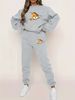 Women's Autumn And Winter Hip-hop Casual Street Cartoon Bear Zipper Pattern Printed Round Neck Sports Shirt+sports Pants Set-553_ecoleips.com