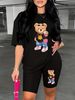 Summer Lady Casual Fashion Bear Cartoon Print Loose T-Shirt Shorts Two-Piece Sportswear Set For Daily Wear-151_ecoleips.com