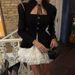Women's Sweet Fresh Square Neck Puff Sleeve High Waist Slimming Patchwork A-Line Dress European American Style for Autumn_ecoleips.com