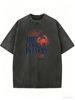Vintage Coastal Crab Graphic Washed Oversized T Shirt Women Retro Mixed Font Slogan Loose Casual Beach Top_ecoleips.com