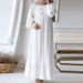 Aria Basics Aria Basics European American Muslim Women's Long Robe, Spring And Autumn Fashion Long-sleeved Vintage Dress, Solid Color Ruffle Hem_ecoleips.com