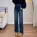 Women's Slim Fit Loose Jeans 2025 High Waist New Slimming Straight Casual Wide Leg Pants_ecoleips.com
