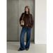 ICC Vintage Wash Pattern Flocked Slimming Straight-Leg Jeans For Women, Winter Style, Guangzhou Thirteen Lines 10580_ecoleips.com