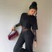 Women's Slim Long Sleeved Lace Top T-Shirt European American Style Autumn New Patchwork Waist Revealing Solid Color_ecoleips.com