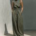 Women's Clothing Spring/Summer Women's Cotton Linen Casual Suit Sleeveless Trousers For Formal & Casual For Women_ecoleips.com