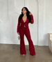 Spring Summer Women's Lace Top And Pants Two Piece Set Long Sleeved Hollow Out Cardigan Tie Waist American Style_ecoleips.com