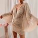 Women's Clothing Autumn Sexy V Neck Hip Wrapped Irregular Short Skirt Sequin Dress Dress_ecoleips.com