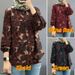 Women's Clothing Muslim Floral Shirt Fashion Puff Sleeve_ecoleips.com