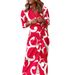 Women's Clothing Women's Printed Dress With Tie Waist And Three Quarter Sleeves Style Summer For Formal & Casual_ecoleips.com
